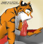  animal_genitalia animal_penis blackmailz canine canine_penis dog english_text erection feline fellatio fur gray_(character) hector licking male male/male mammal nude oral penis penis_lick saliva sex text tiger tongue tongue_out 