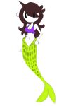  absurdres bangs breasts brown_hair full_body hair_between_eyes highres jaiden_animations long_hair medium_breasts mermaid monster_girl non-web_source solo white_background youtube 