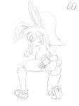  anthro bunnie_rabbot butt colorless female lagomorph looking_back mammal pussy simple_background solo sonic_(series) 