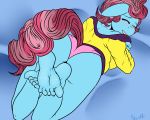 2015 5_toes anthro anthrofied artsenravenbrave barefoot butt clothed clothing earth_pony equine feet female friendship_is_magic hair horse humanoid_feet lying mammal mrs_cake_(mlp) my_little_pony on_front panties plantigrade pony signature soles solo toes underwear 