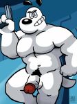  4_fingers anthro anthrofied armpit_hair balls biceps big_nose big_pecs biped blue_eyes canine cel_shading digital_drawing_(artwork) digital_media_(artwork) dog dudley_puppy erection fist front_view fur glans grin gun handgun hi_res holding_object holding_weapon huge_muscles humanoid_penis inside looking_at_viewer male mammal manly multicolored_penis musclegut muscular muscular_male navel nickelodeon no_pupils pecs penis pinup pistol portrait pose pubes ranged_weapon red_penis retracted_foreskin short_tail slightly_chubby smile solo standing t.u.f.f._puppy tehbluebubble three-quarter_portrait toony two_tone_penis uncut watermark weapon white_balls white_fur white_penis white_tail 