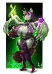  2017 angry anthro anthrofied big_breasts bra breasts cleavage cloth clothed clothing cutie_mark equine fan_character feathered_wings feathers female gem hair hi_res horn huge_breasts long_hair magic mammal mrkashkiet multicolored_hair my_little_pony navel panties princess purple_eyes royalty simple_background solo teeth underwear wide_hips winged_unicorn wings 