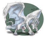  2018 digital_media_(artwork) dragon drerika erection feral fur furred_dragon horn male penis watermark wings 
