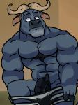  3_fingers abs anthro biceps biped black_eyes black_penis body_hair bovine buffalo cape_buffalo cel_shading chest_hair chest_tuft chief_bogo clothed clothing curved_horn digital_drawing_(artwork) digital_media_(artwork) disney eyebrows flaccid front_view fur grey_fur grey_nose hi_res hooved_fingers huge_muscles humanoid_penis looking_at_viewer male mammal manly muscular muscular_male partially_clothed pecs penis pubes simple_background solo surprise tan_background tan_horn tehbluebubble thick_penis topless triceps tuft watermark wide_eyed zootopia zootopia_shorts 