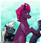  2018 armor blue_eyes broken_horn clothing equine eye_scar fangs female grubber_(mlp) hedgehog horn inuhoshi-to-darkpen male mammal my_little_pony my_little_pony_the_movie scar tempest_shadow_(mlp) unicorn 