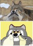  2d_animation ambiguous_gender animated annoyed canine digital_media_(artwork) feral forced_smile fur group humor keke mammal parent_and_child pixel_(artwork) pixel_animation smile toony wolf yellow_sclera ಠ_ಠ 