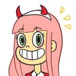  andro_juniarto crossover darling_in_the_franxx disney green_eyes hairband horns lowres pink_hair smile star_vs_the_forces_of_evil straight_hair white_hairband zero_two_(darling_in_the_franxx) 