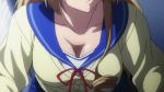  10s 1girl aiba_asagi animated animated_gif bouncing_breasts breasts brown_hair cleavage drill_hair long_hair medium_breasts open_mouth solo strike_the_blood 