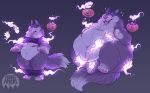  2017 4_toes 5_fingers anthro balls candy canine chastity chastity_cage claws clothed clothing digital_drawing_(artwork) digital_media_(artwork) fluffy food forestfright fur ghost group hi_res lock male mammal nipples nude obese open_mouth overweight penis pink_nose simple_background solo_focus spiral spiral_eyes spirit standing sweat teeth text toes tongue tongue_out wolf 