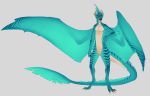  anthro blue_eyes claws digitigrade dragon feral horn membranous_wings scalie simple_background solo spines standing turnipberry western_dragon white_background wings 