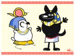  animated anubis avian bird canine clothed clothing dancing deity egyptian_clothing egyptian_mythology falcon flipnote_studio headwear jewelry keke mammal navel necklace paws ra shendyt slightly_chubby smile toony wig 