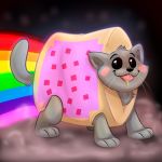  2018 ambiguous_gender cat feline food_creature fur mammal nyan_cat orlandofox poptart rainbow simple_background 