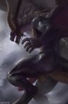  2018 anthro anus bahamut balls chunie claws cloud detailed_background digital_media_(artwork) dragon erection final_fantasy final_fantasy_ix flying hi_res humanoid_penis male membranous_wings muscular muscular_male nude open_mouth outside penis reptile scalie sky solo square_enix vein veiny_penis video_games western_dragon wings 