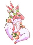  2018 alpha_channel animal_crossing anthro armwear big_thighs biped bird&#039;s-eye_view black_sclera breasts camel_toe cervine chelsea_(animal_crossing) clothing deer digital_drawing_(artwork) digital_media_(artwork) eating elatedsceptre elbow_gloves eyelashes fake_ears fake_rabbit_ears female food food_play fruit garter gloves green_hair hair high-angle_view holding_food holding_object hooves inverted_nipples leather leg_garter lingerie looking_at_viewer lying mammal medium_breasts multi_nipple nintendo nipple_bulge nipples on_back open_mouth outline peach_(fruit) pink_hooves pink_nipples raised_arm raised_leg short_hair simple_background solo spread_legs spreading teddiette tongue tongue_out transparent_background v_sign video_games yellow_eyes yellow_nose 