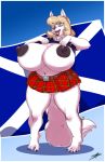 anthro big_breasts blueavis breasts canine clothed clothing female flashing huge_breasts hyper hyper_breasts looking_at_viewer makeup mammal nipples open_mouth slightly_chubby solo thick_thighs voluptuous 