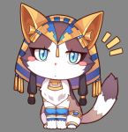 animalization blue_eyes blush_stickers cat cat_focus chibi commentary fate_(series) full_body grey_background jewelry looking_at_viewer no_humans ozymandias_(fate) simple_background tsubasa_tsubasa 