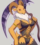  anthro baphomet belly breasts caprine chest_tuff cleavage clothed clothing demon eternity_zinogre female fur goat horn looking_at_viewer mammal melee_weapon polearm ragnarok_online scythe smile solo video_games weapon 