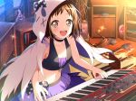  bang_dream! blush book brown_eyes brown_hair hazawa_tsugumi instrument keita_(kta0) navel piano short_hair skirt 