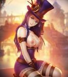  between_legs blue_eyes breasts caitlyn_(league_of_legends) closed_mouth cum cum_on_body cum_on_breasts cum_on_upper_body downscaled facial gumroad_reward hand_between_legs hat highres image_sample large_breasts league_of_legends long_hair looking_at_viewer nipples paid_reward pink_lady_mage resized seiza sitting smile 