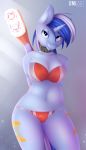  2018 anthro anthrofied blue_eyes blue_theme bra breasts cleavage clothed clothing colgate_(mlp) collar equine female friendship_is_magic horn mammal my_little_pony omiart panties solo toothbrush underwear unicorn wide_hips 