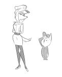  anthro belt canine clothing dog duo female frown greyscale hat herny hi_res larger_female looking_at_another looking_down looking_up male mammal military misha_(colo) monochrome salute simple_background size_difference smaller_male sweat uniform white_background 