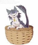  2018 4_fingers ambiguous_gender animated anthro basket biped blinking blue_eyes cheek_tuft chest_tuft chibi claws countershading cute digital_drawing_(artwork) digital_media_(artwork) dipstick_tail ear_twitch elbow_tufts flat_colors fluffy full-length_portrait fur grey_fur hair in_container keel kel kneeling leaning looking_at_viewer mammal mane markings multicolored_fur multicolored_hair multicolored_tail neck_tuft nude pawpads paws portrait raised_tail scar sergal sidgi signature simple_background slim solo tail_tuft tan_fur teeth toony tuft two_tone_fur two_tone_hair vilous_universe white_background yellow_markings young 