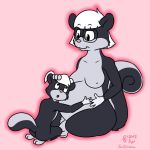  2017 anthro black_fur breasts cub duo eyewear female fur glasses grey_fur hair mammal nipples nude pregnant sabrina_(sabrina_online) sabrina_online sen-en skunk tabitha_(sabrina_online) white_hair young 