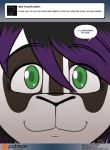  2015 :3 antelope black_hair close-up comic conditional_dnp dialogue english_text green_eyes hair kadath mammal olivia_(kadath) patreon purple_hair solo text 