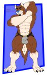  anthro bulge canine clothing darius_leodragon facial_hair goatee hybrid jockstrap looking_at_viewer male mammal mouse muscular muscular_male rodent solo standing underwear 