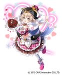 2015 :d argyle argyle_legwear argyle_shirt argyle_skirt bangs black_hat blonde_hair blue_ribbon blueberry blush bow bowtie breasts brown_skirt cake checkerboard_cookie cherry chocolate chocolate_bar chocolate_cake chocolate_on_face company_name cookie copen_(gothic_wa_mahou_otome) crop_top dessert doily emia_(castilla) eyebrows_visible_through_hair food food_on_face fruit full_body gloves gothic_wa_mahou_otome green_eyes hair_between_eyes hair_ornament happy hat hat_ribbon heart heart-shaped_cake heart-shaped_food heart_background heart_hair_ornament high_heels highres holding holding_plate layered_skirt leg_up long_hair looking_at_viewer low_twintails meringue midriff navel official_art open_mouth outstretched_arms penguin_hat pink_bow pink_footwear pink_ribbon pink_skirt plate pocky pom_pom_(clothes) red_bow red_neckwear ribbon shiny shiny_hair shoe_ribbon skirt small_breasts smile snowflake_background solo sparkle sparkling_eyes standing standing_on_one_leg stomach strawberry striped striped_neckwear tareme twintails wafer_stick waffle white_background white_bow white_gloves white_legwear white_neckwear 
