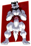  anthro balls big_penis bottomless canine clothed clothing darius_leodragon erection humanoid_penis looking_at_viewer male mammal muscular muscular_male penis smile solo standing vest 