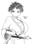  alternate_breast_size belt breasts choker cleavage dougi large_breasts makoto_(street_fighter) ribbon_choker short_hair solo street_fighter street_fighter_iii_(series) tomboy tsukudani_(coke-buta) 