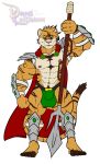  anthro armor bulge clothing darius_leodragon feline jockstrap looking_at_viewer male mammal melee_weapon muscular muscular_male pecs polearm smile solo spear standing underwear weapon 