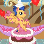  badumsquish balloon banner bedroom_eyes birthday_cake birthday_party cake confetti equine flash_sentry_(mlp) food food_play friendship_is_magic frosting half-closed_eyes horn icing looking_at_viewer male mammal my_little_pony party pegasus seductive solo spread_wings streamers sugarcube_corner unicorn wing_boner wings 