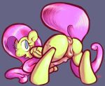  2014 anus blue_eyes fluttershy_(mlp) friendship_is_magic hauntzor looking_at_viewer looking_back my_little_pony nipples pussy 
