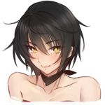  alternate_hairstyle bare_shoulders black_hair breasts choker collarbone looking_at_viewer lowres portrait short_hair simple_background small_breasts smile solo tales_of_(series) tales_of_berseria tusia upper_body velvet_crowe white_background yellow_eyes 