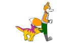  animated anthro boots canine clothing dinosaur duo feral footwear fox fox_mccloud male mammal nintendo prince_tricky running scalie secretstabby simple_background star_fox video_games white_background 