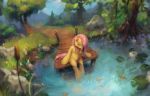  16:9 2018 cutie_mark equine eyes_closed fluttershy_(mlp) friendship_is_magic hair hi_res lily_pad mammal my_little_pony orchidpony outside pink_hair plant sitting tree wallpaper 