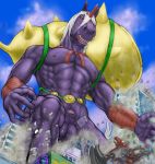  abs anthro balls digimon equine flaccid fur hair horse indramon macro male mammal muscular muscular_male namecat nipples nude penis penis_sheath purple_fur red_eyes size_difference white_hair 