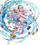  1girl bikini blush book breasts edited female_my_unit_(fire_emblem_if) fire_emblem fire_emblem_heroes fire_emblem_if fish full_body hair_between_eyes hairband holding_book my_unit_(fire_emblem_if) pointy_ears pregnant red_eyes solo swimsuit white_hair 