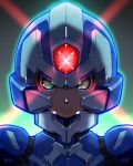  android capcom commentary_request copy_x face gradient gradient_background green_eyes helmet male_focus rockman rockman_zero solo tonami_kanji 