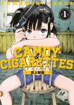  artist_name bandaid bandaid_on_knee bangs black_hair blue_eyes candy_&amp;_cigarettes chair child copyright_name cover cover_page covered_mouth covering_mouth cracked_wall curtains feet_out_of_frame gun hair_ornament hairclip handgun holding holding_gun holding_weapon indoors inoue_tomonori looking_at_viewer m1911 official_art pistol shirt shorts side_ponytail sitting sitting_backwards solo spread_legs suppressor suzukaze_miharu wainscoting weapon white_shirt window 