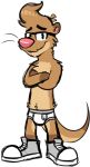  briefs bulge clothed clothing eyewear glasses goronic gray_shoes mammal mustelid otter sneakers solo tighty_whities topless underwear white_underwear 
