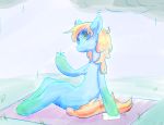  2018 absurd_res anthro anthrofied cellphone digital_drawing_(artwork) digital_media_(artwork) earth_pony equine fan_character female hair hi_res horse mammal multicolored_hair my_little_pony phone pony raining simple_background sitting solo two_tone_hair xera_wraps_(artist) xerawraps 