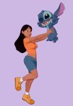  3d_(artwork) alien black_hair breasts clothing digital_media_(artwork) disney duo experiment_(species) female feral footwear fur hair human legwear lilo_and_stitch long_hair male mammal midriff nani_pelekai navel nude skuddbutt stitch 