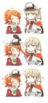  :t ^_^ ^o^ aquila_(kantai_collection) blonde_hair blue_eyes capelet closed_eyes graf_zeppelin_(kantai_collection) hair_between_eyes hat high_ponytail jacket kantai_collection long_hair long_sleeves military military_uniform multiple_girls o_o open_mouth orange_hair peaked_cap pout rebecca_(keinelove) red_jacket short_hair sidelocks smile twintails uniform 