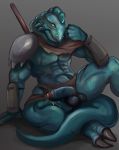  abs anthro armor balls barefoot biceps claws clothed clothing cum cum_on_leg cum_on_penis gaganpo green_eyes guiltytits humanoid_penis isekai_shokudou lizard loincloth looking_at_viewer male manly mostly_nude muscular orgasm partially_retracted_foreskin pecs penis portrait presenting presenting_penis reptile scalie scar sharp_claws sharp_teeth sitting slit_pupils solo spread_legs spreading teeth thick_thighs toe_claws triceps uncut vein veiny_penis 