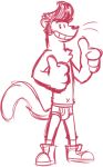  briefs buddy_thunderstruck clothed clothing darnell_(buddy_thunderstruck) ferret goronic male mammal mustelid navel pompadour sneakers tighty_whities topless underwear white_underwear 