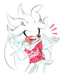  clothing eyes_closed fluffy freedomfightersonic fur hedgehog male mammal shirt silver_the_hedgehog simple_background solo sonic_(series) white_background white_fur 