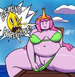  ! adventure_time belly big_belly big_breasts bikini blood breasts cartoon_network clothed clothing digital_media_(artwork) dizzy_demon english_text female hair humanoid humor lemongrab male navel nosebleed not_furry open_mouth overweight partially_clothed pink_skin pinup pose presenting princess_bubblegum pussy smile spreading swimsuit text 